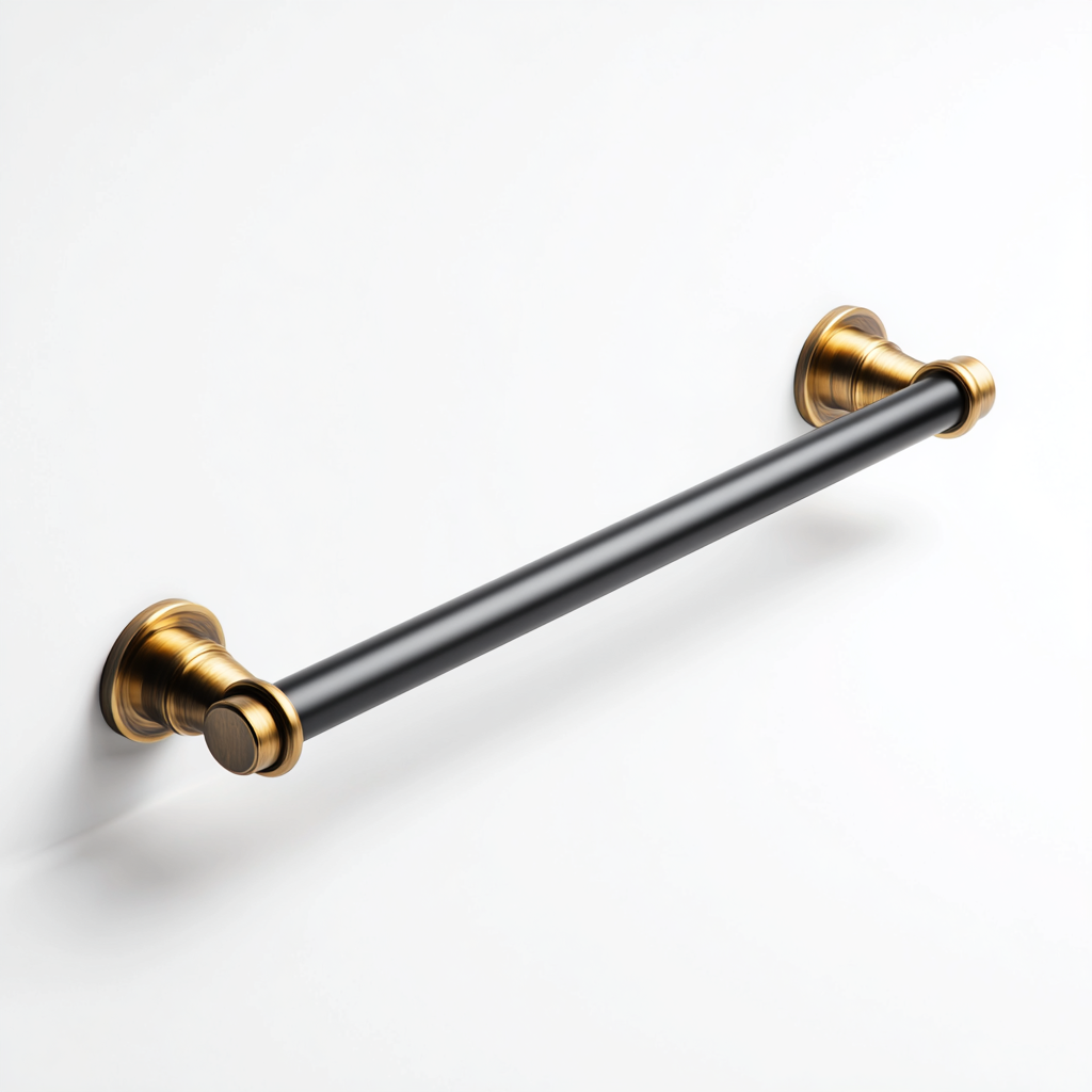 Terlinzo Matte Black & Brass Towel Bar - 24 Inch