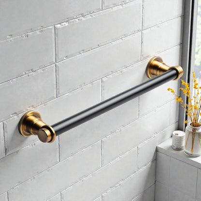 Terlinzo Matte Black & Brass Towel Bar - 24 Inch