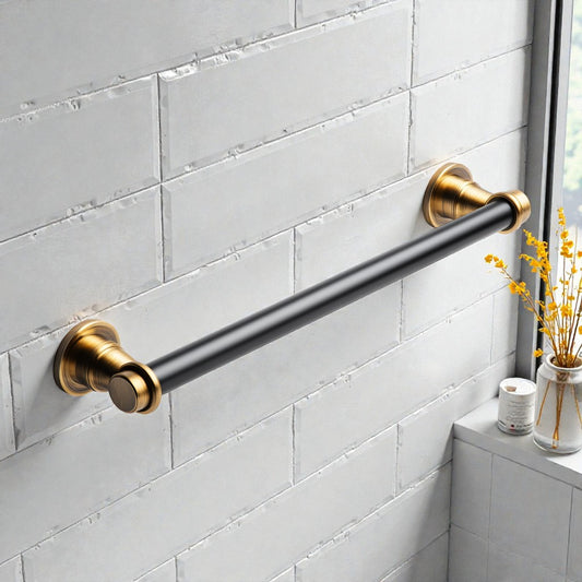 Terlinzo Matte Black & Brass Towel Bar - 24 Inch